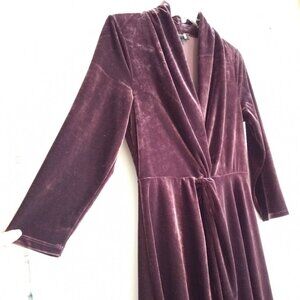 Donna Karan Velvet Twist Front Dress Size S Fall Holiday Old Money Cozy Elegance